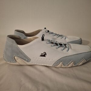 White and Baby Blue Casual Slip In Men's Sneakers